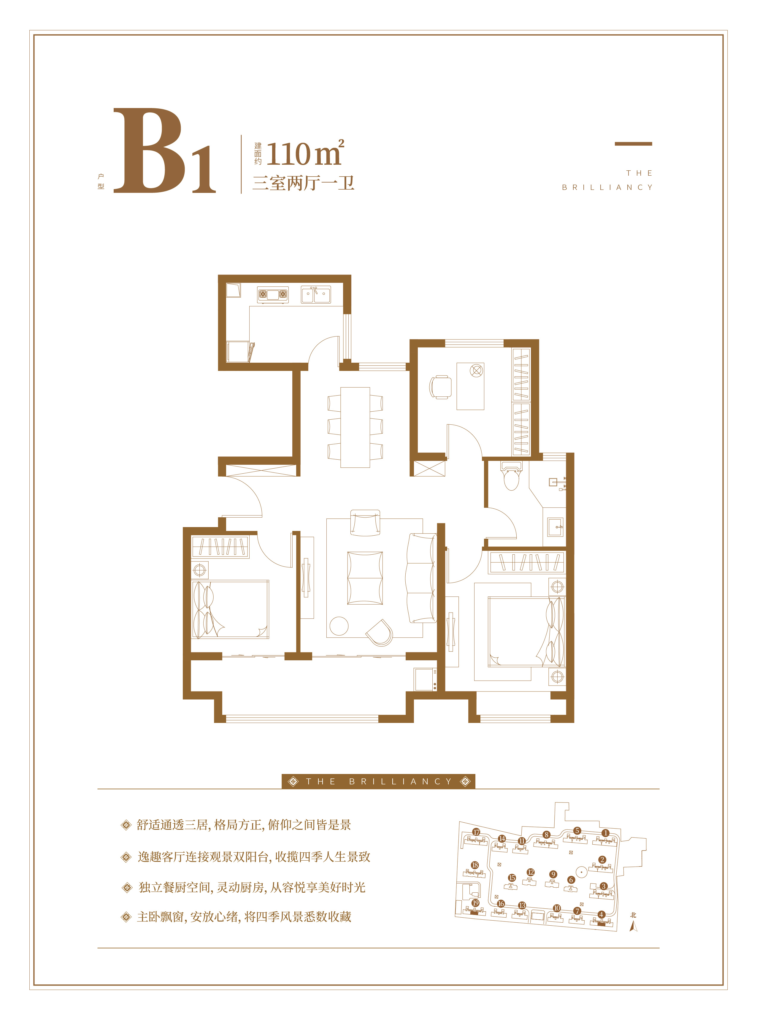 b1戶型三室兩廳一衛約110㎡